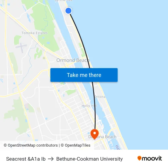 Seacrest &A1a Ib to Bethune-Cookman University map