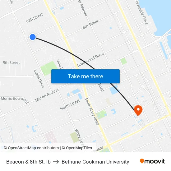 Beacon & 8th St. Ib to Bethune-Cookman University map