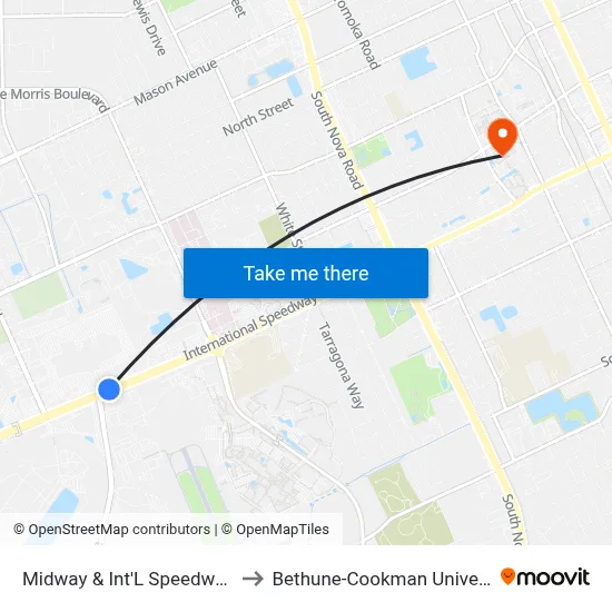 Midway & Int'L Speedway Ib to Bethune-Cookman University map