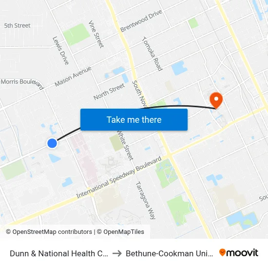 Dunn & National Health Care Ob to Bethune-Cookman University map