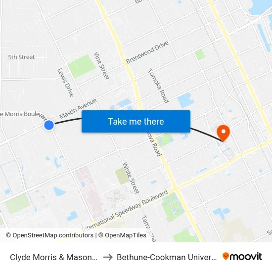 Clyde Morris & Mason Ob to Bethune-Cookman University map