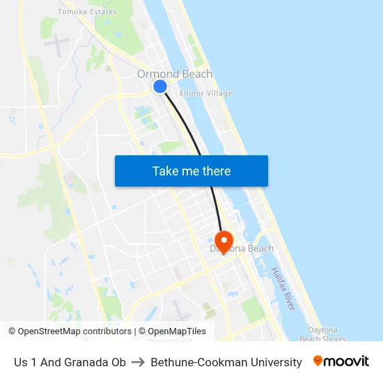 Us 1 And Granada Ob to Bethune-Cookman University map