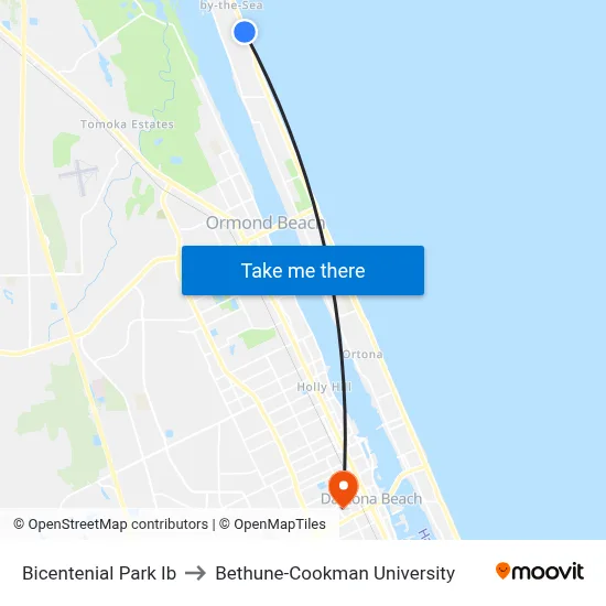 Bicentenial Park Ib to Bethune-Cookman University map