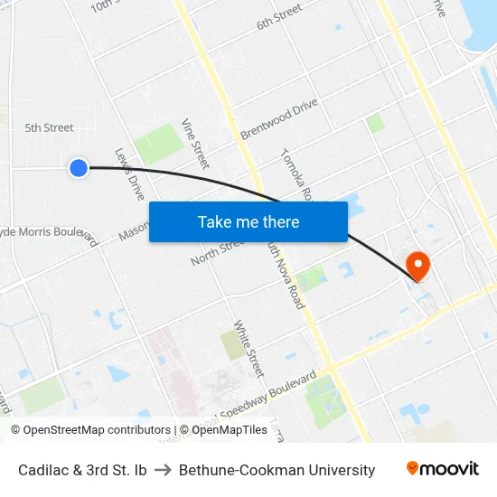 Cadilac & 3rd St. Ib to Bethune-Cookman University map