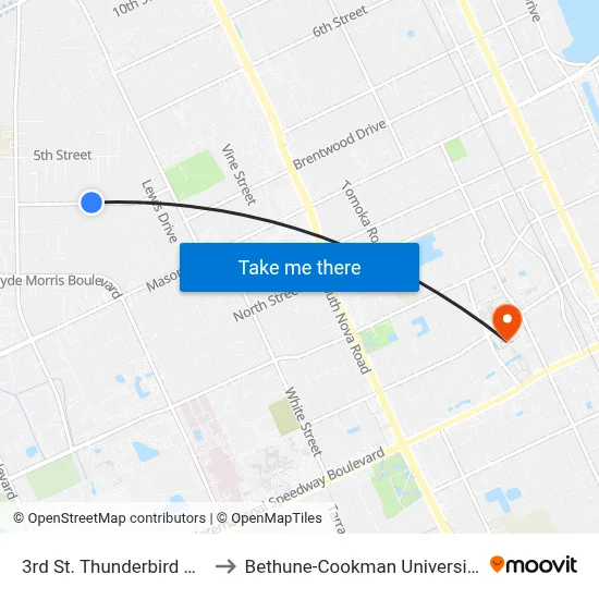 3rd St. Thunderbird Ob to Bethune-Cookman University map