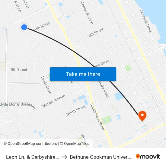 Leon Ln. & Derbyshire Ib to Bethune-Cookman University map