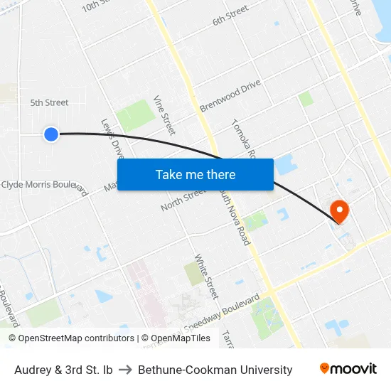 Audrey & 3rd St. Ib to Bethune-Cookman University map