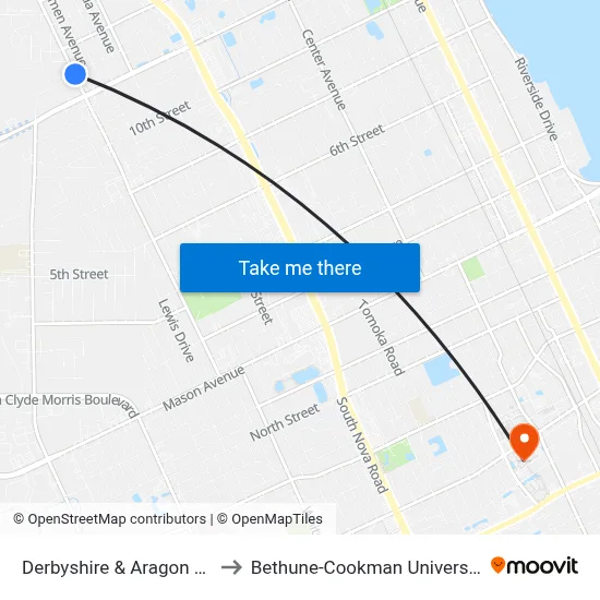 Derbyshire & Aragon Ob to Bethune-Cookman University map