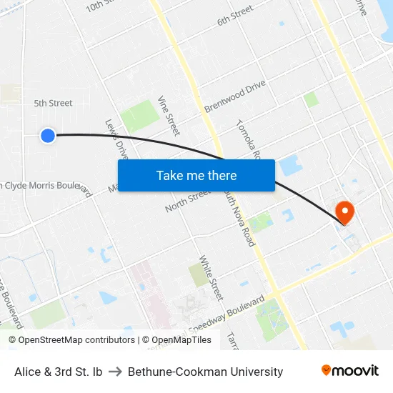 Alice & 3rd St. Ib to Bethune-Cookman University map