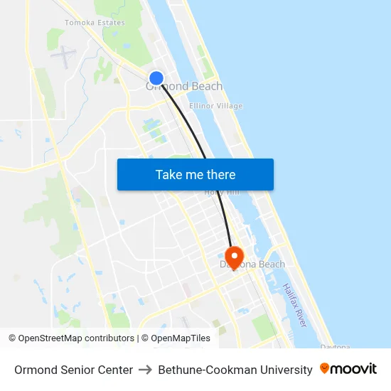 Ormond Senior Center to Bethune-Cookman University map