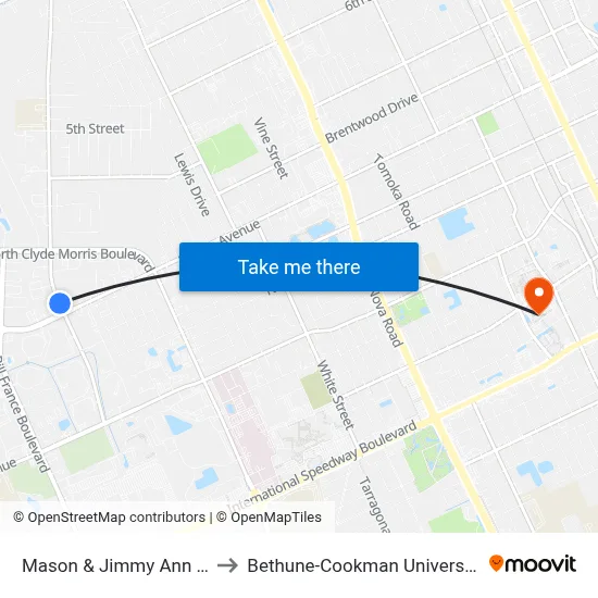 Mason & Jimmy Ann Ib to Bethune-Cookman University map
