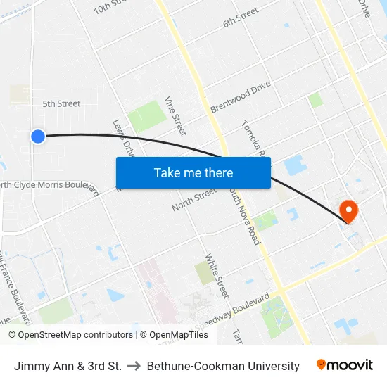 Jimmy Ann & 3rd St. to Bethune-Cookman University map