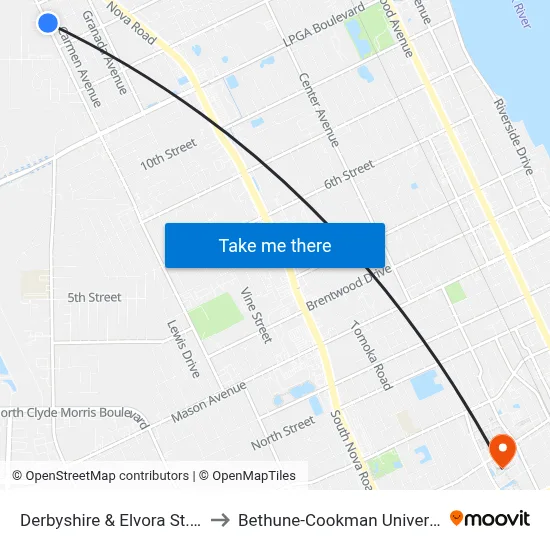 Derbyshire & Elvora St. Ob to Bethune-Cookman University map