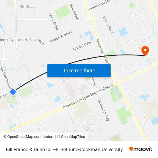 Bill France & Dunn Ib to Bethune-Cookman University map