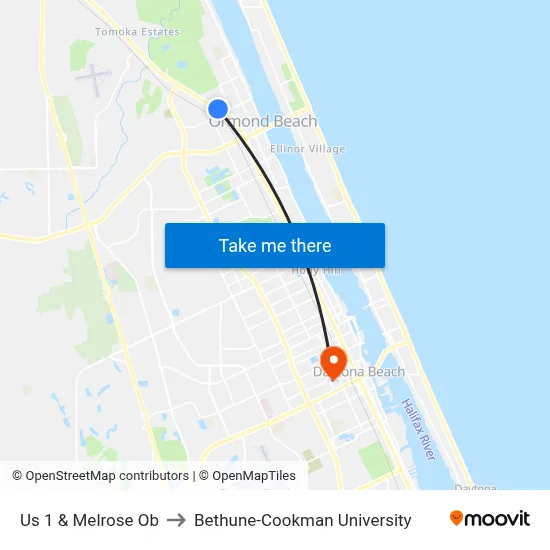 Us 1 & Melrose Ob to Bethune-Cookman University map