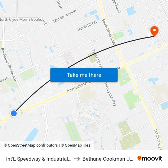 Int'L Speedway & Industrial Pwky Ob to Bethune-Cookman University map