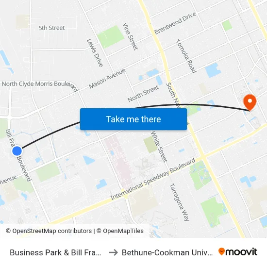 Business Park & Bill France Ib to Bethune-Cookman University map