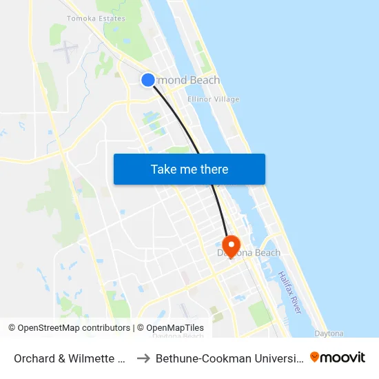 Orchard & Wilmette Ob to Bethune-Cookman University map