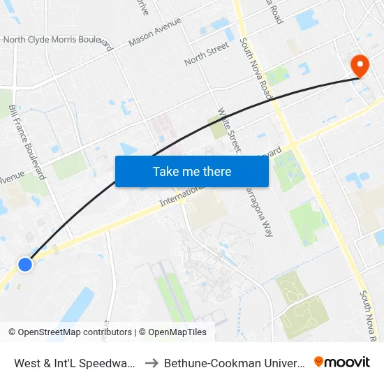 West & Int'L Speedway Ib to Bethune-Cookman University map