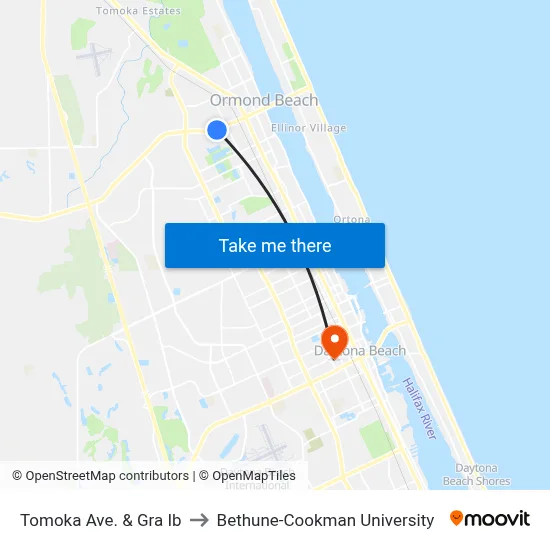 Tomoka Ave. & Gra Ib to Bethune-Cookman University map