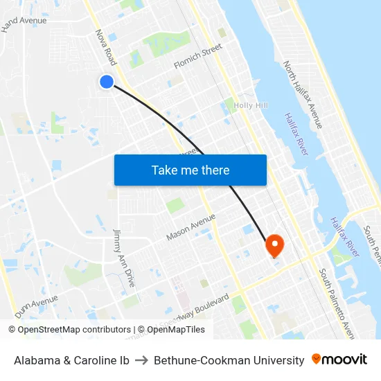 Alabama & Caroline Ib to Bethune-Cookman University map