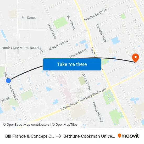 Bill France & Concept Ct. Ib to Bethune-Cookman University map