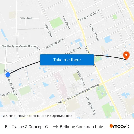 Bill France & Concept Ct. Ob to Bethune-Cookman University map