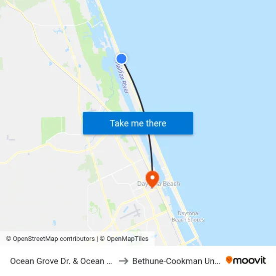 Ocean Grove Dr. & Ocean Shore Ib to Bethune-Cookman University map
