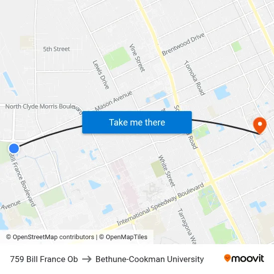 759 Bill France Ob to Bethune-Cookman University map
