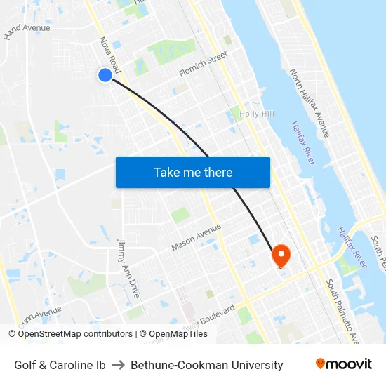 Golf & Caroline Ib to Bethune-Cookman University map