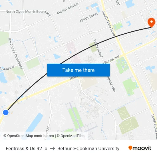 Fentress & Us 92 Ib to Bethune-Cookman University map