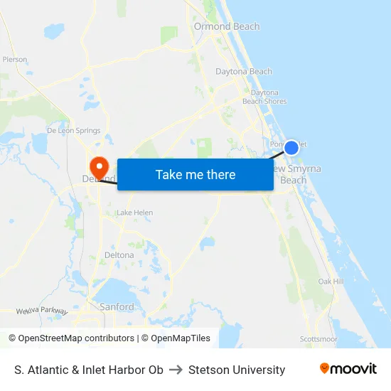 S. Atlantic & Inlet Harbor Ob to Stetson University map