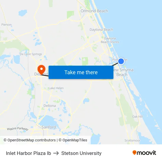 Inlet Harbor Plaza Ib to Stetson University map