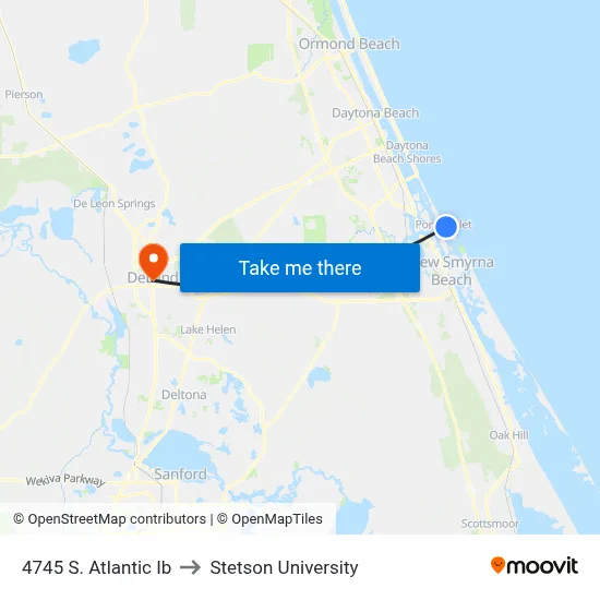 4745 S. Atlantic Ib to Stetson University map