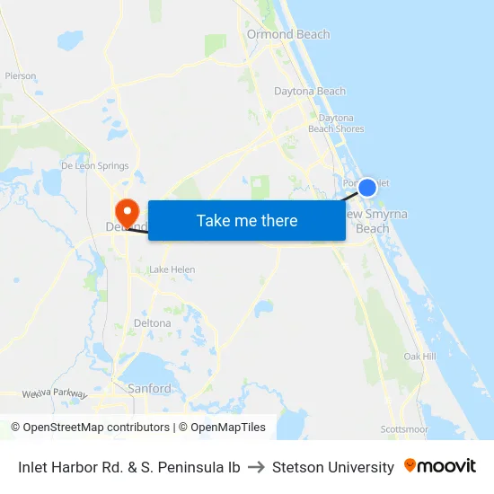 Inlet Harbor Rd. & S. Peninsula Ib to Stetson University map