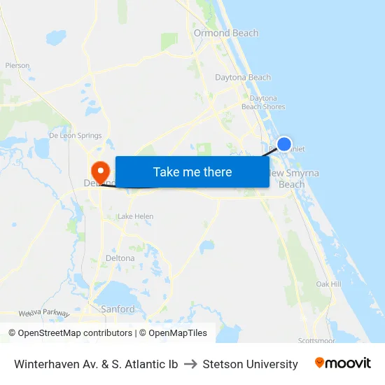Winterhaven Av. & S. Atlantic Ib to Stetson University map