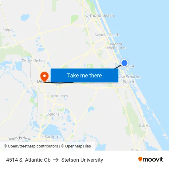 4514 S. Atlantic Ob to Stetson University map