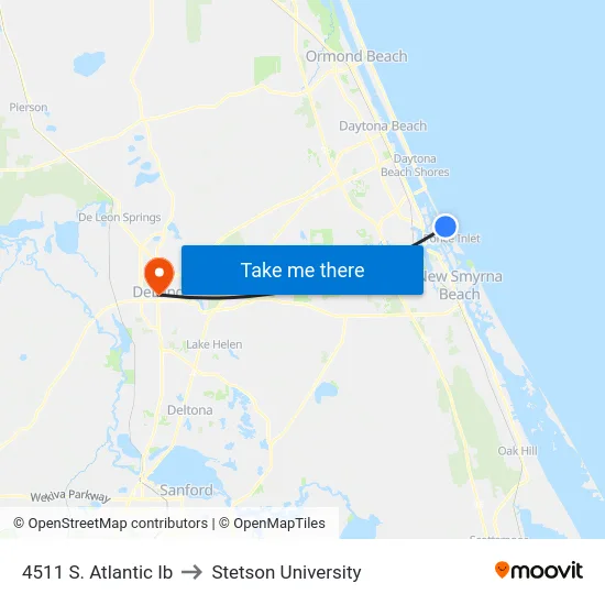 4511 S. Atlantic Ib to Stetson University map