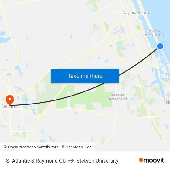 S. Atlantic & Raymond Ob to Stetson University map