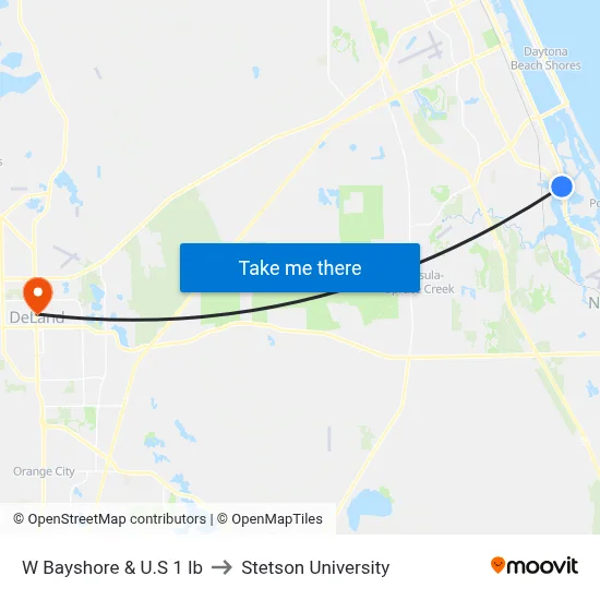 W Bayshore & U.S 1 Ib to Stetson University map