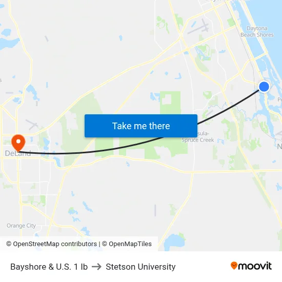 Bayshore & U.S. 1 Ib to Stetson University map