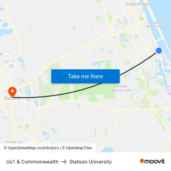 Us1 & Commonwealth to Stetson University map