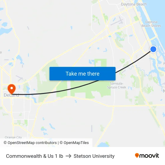 Commonwealth & Us 1 Ib to Stetson University map