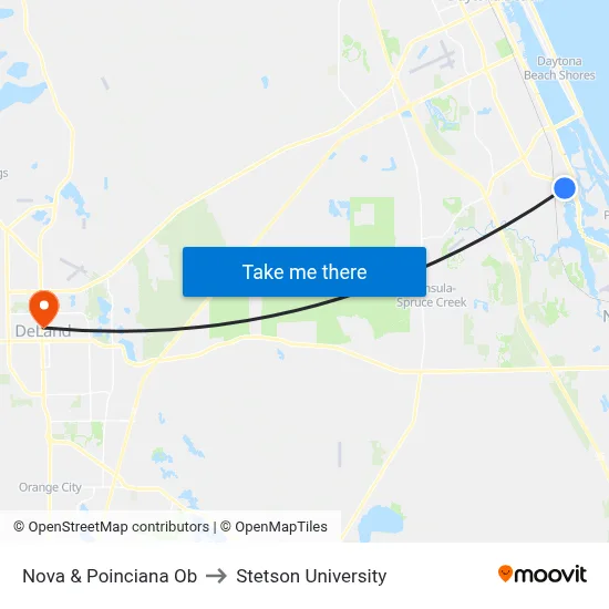 Nova & Poinciana Ob to Stetson University map