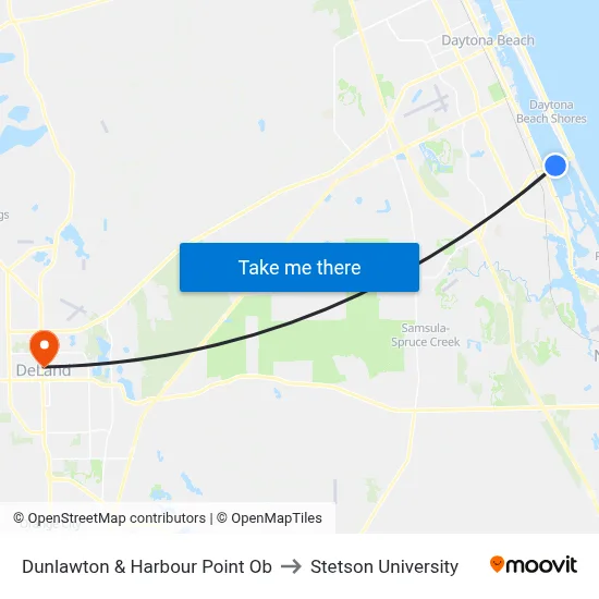 Dunlawton & Harbour Point Ob to Stetson University map