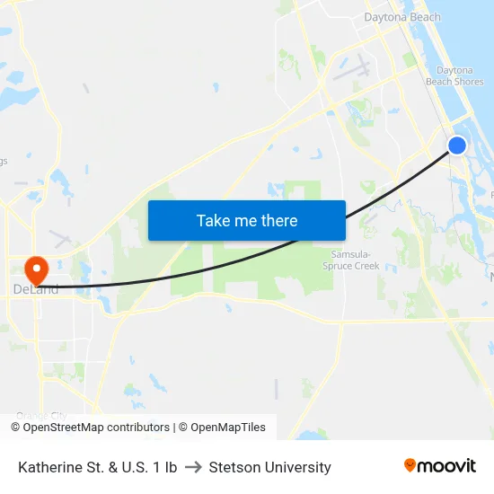 Katherine St. & U.S. 1 Ib to Stetson University map