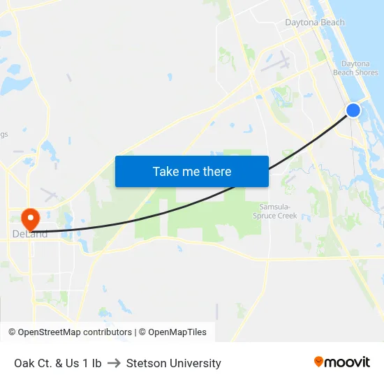 Oak Ct. & Us 1 Ib to Stetson University map