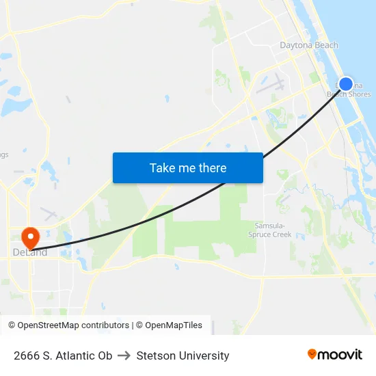 2666 S. Atlantic Ob to Stetson University map