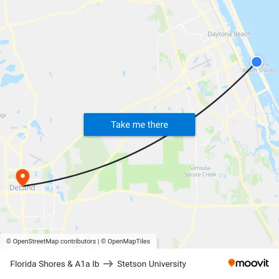 Florida Shores & A1a Ib to Stetson University map