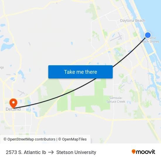 2573 S. Atlantic Ib to Stetson University map